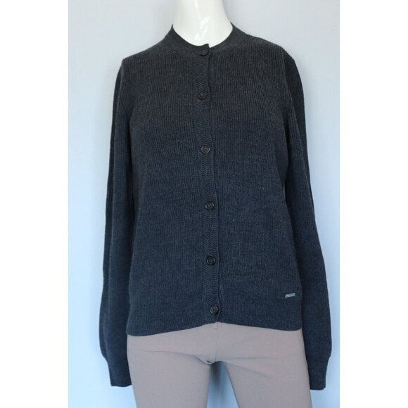 Dsquared2 Men Size XL Charcoal Gray Double Knit Crew Neck Cardigan Sweater Shirt - Picture 13 of 13